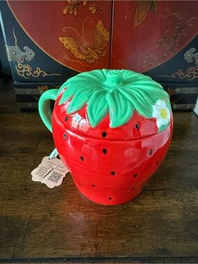 Lang Hand-Painted Strawberry Mug NWT